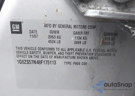 2008 Saturn Aura Xe from USA, damaged, VIN 1G8ZS57N48F175113
